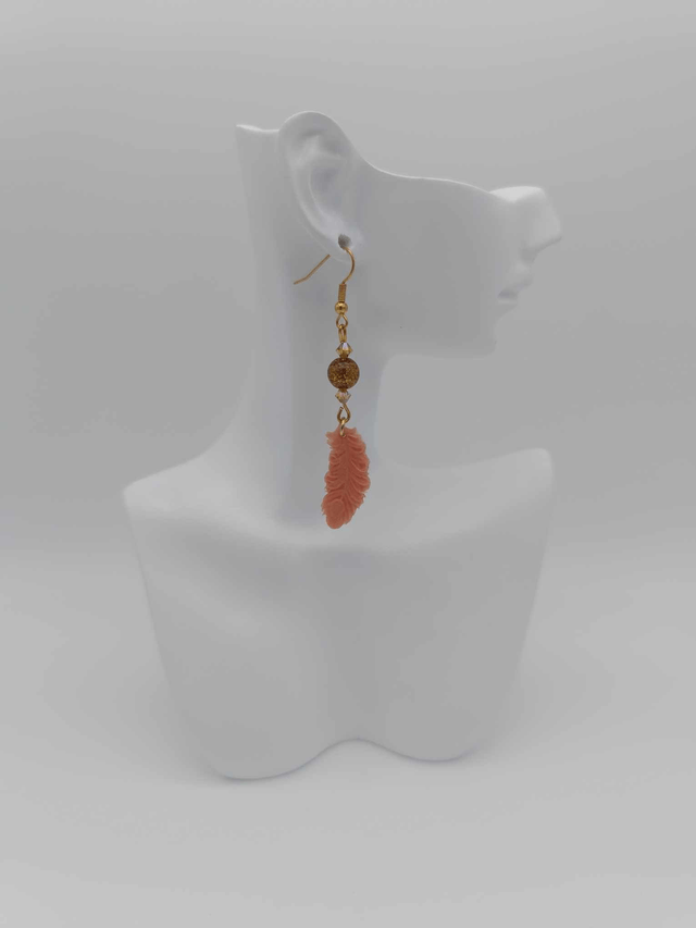 Boucles d'oreilles en porcelaine froide Petite plume avec perles Swarovski