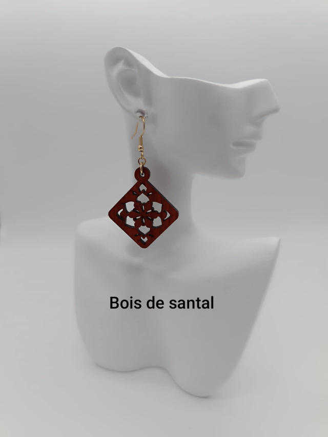 Boucles d'oreilles en bois Losange