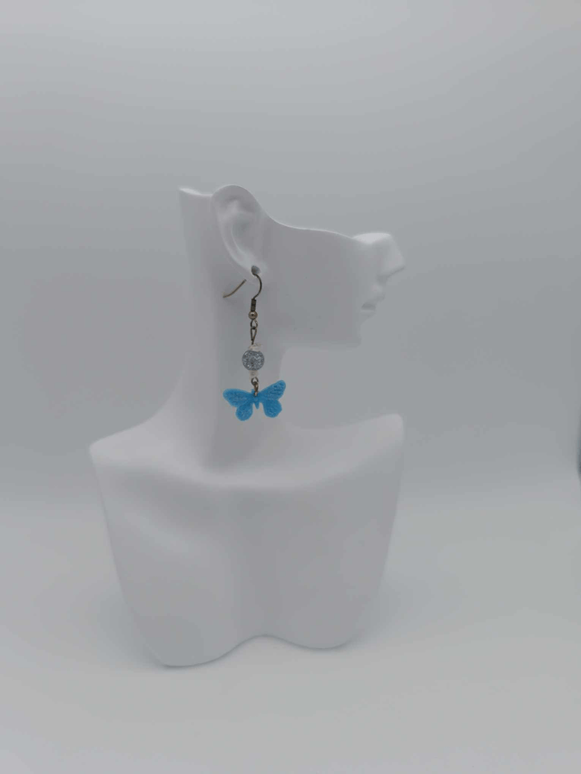 Boucles d'oreilles en porcelaine froide Papillon avec perles Swarovski 