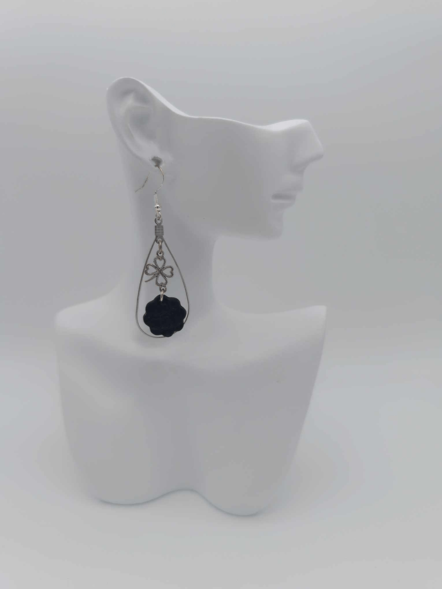 Boucles d'oreilles en métal et porcelaine froide 