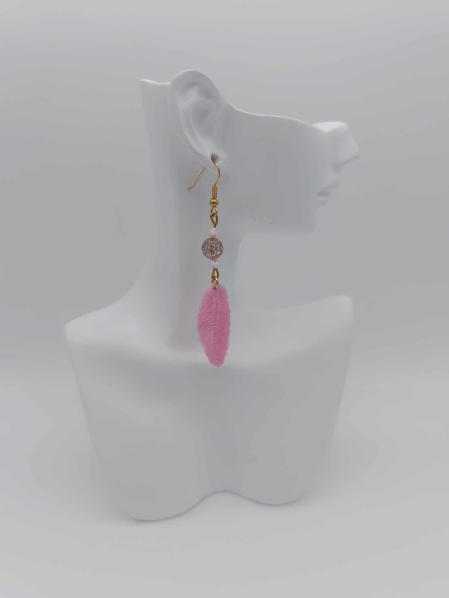 Boucles d'oreilles en porcelaine froide Grandes plumes avec perles Swarovski