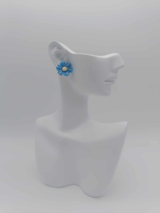 Puces d'oreilles en porcelaine froide Petite marguerite 