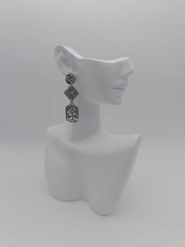 Boucles d'oreilles en métal et porcelaine froide    
