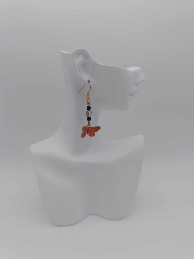 Boucles d'oreilles en porcelaine froide Papillon avec perles Swarovski 
