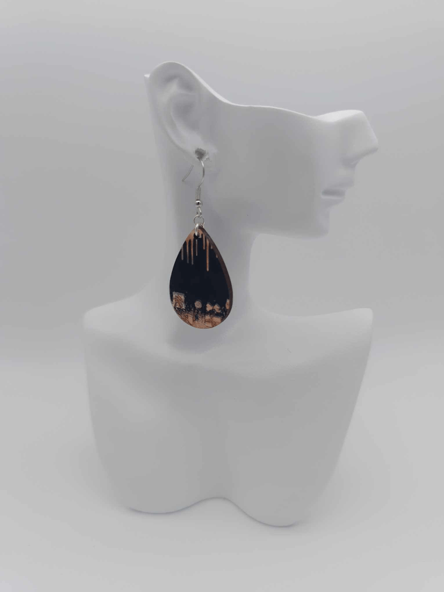 Boucles d'oreilles en bois sublimé Goutte