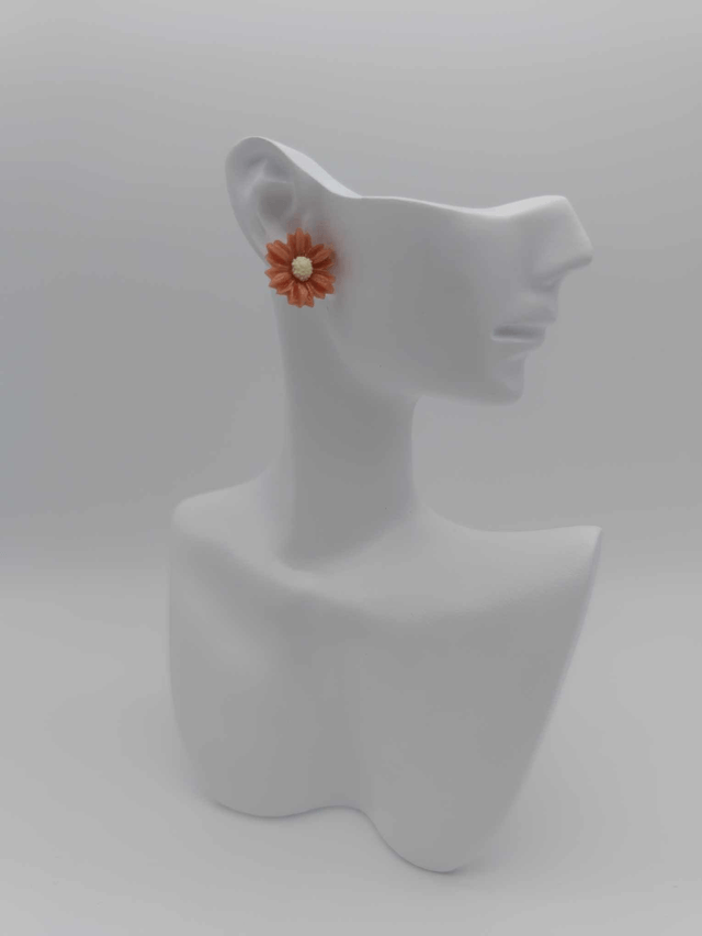 Puces d'oreilles en porcelaine froide Petite marguerite 