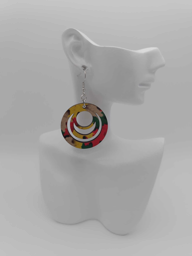 Boucles d'oreilles en bois sublimé  rondes      