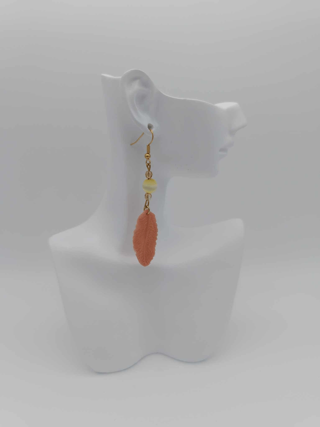 Boucles d'oreilles en porcelaine froide Grandes plumes avec perles Swarovski