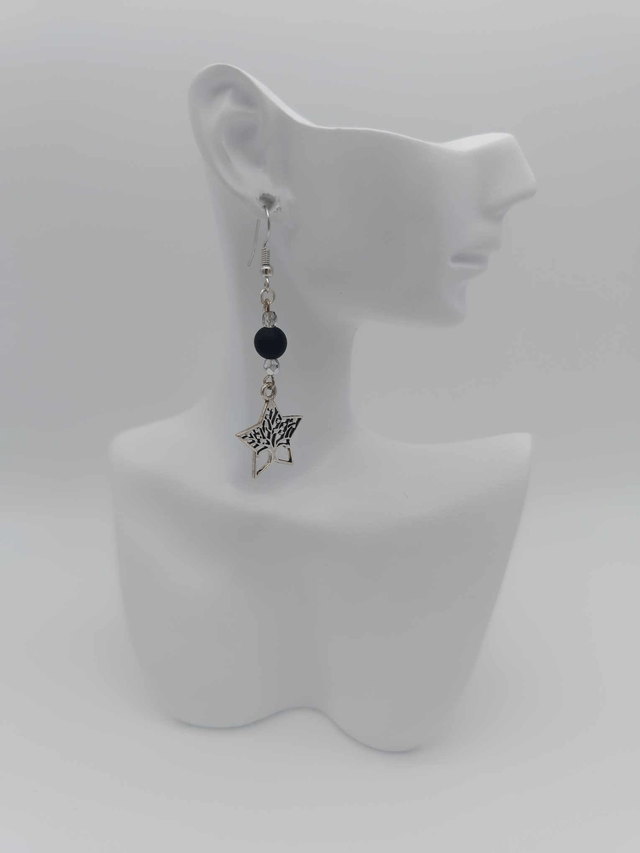 Boucles d'oreilles en métal Arbre de vie et perles Swarovski     