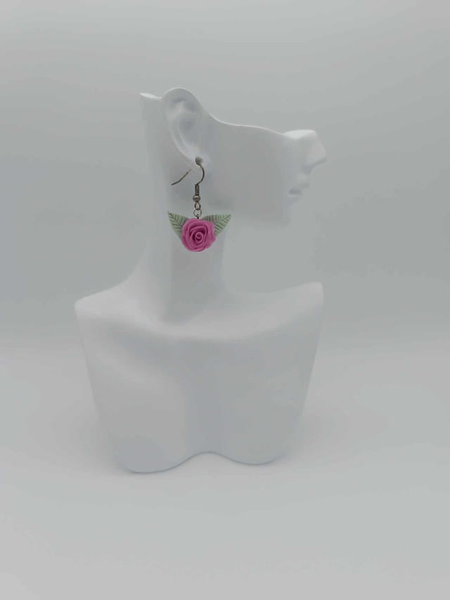 Boucles d'oreilles en porcelaine froide Rose
