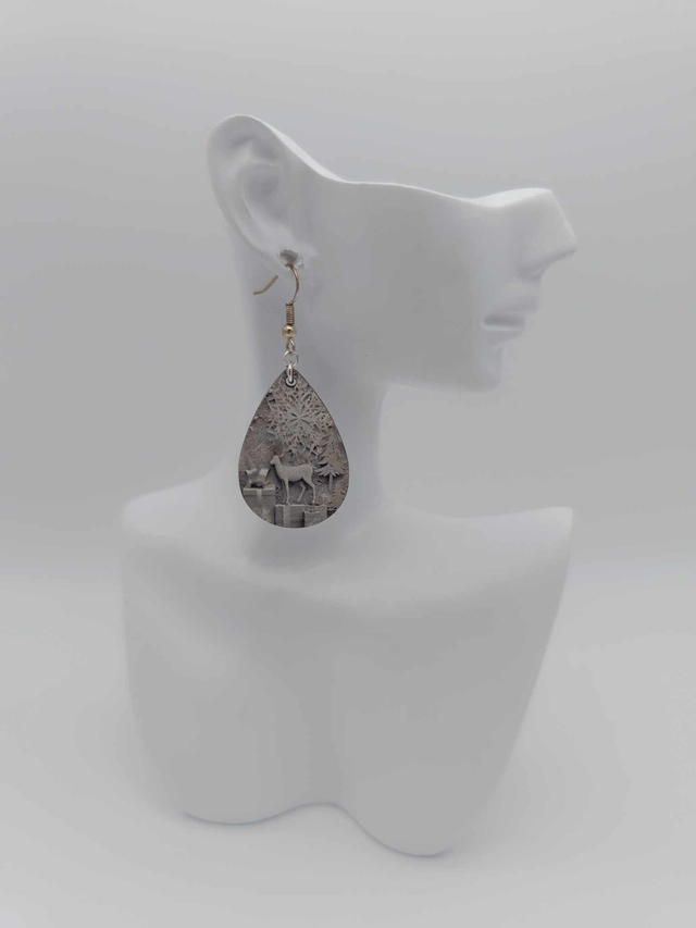 Boucles d'oreilles en bois sublimé Goutte