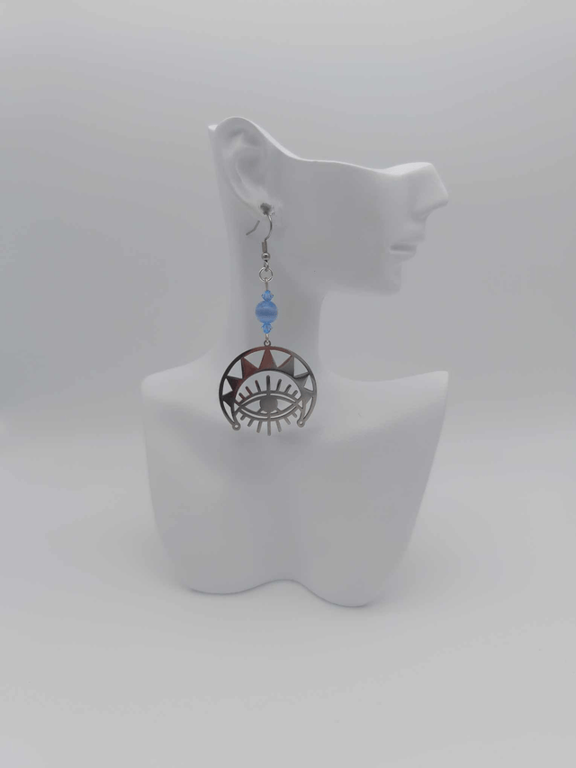 Boucles d'oreilles en métal Oeil et perles Swarovski