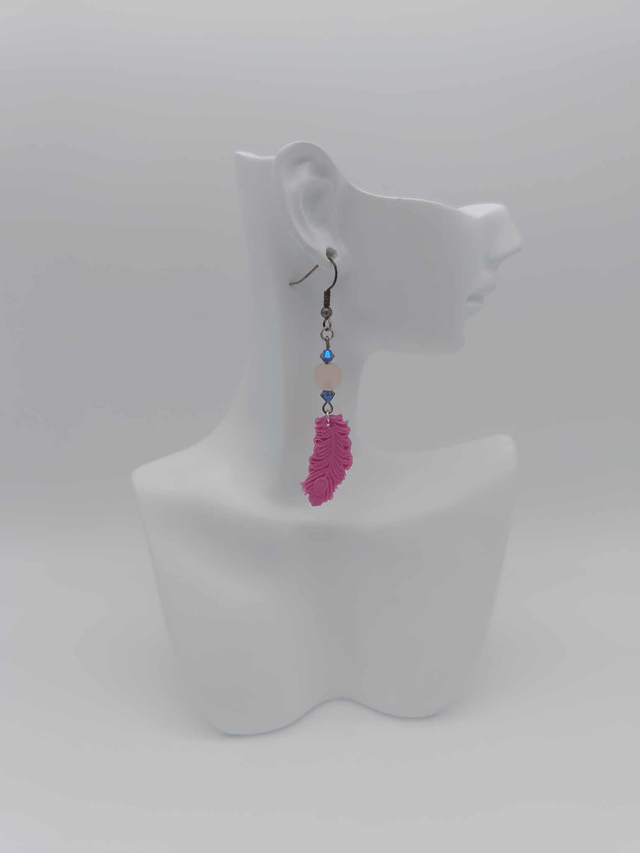 Boucles d'oreilles en porcelaine froide Petite plume avec perles Swarovski