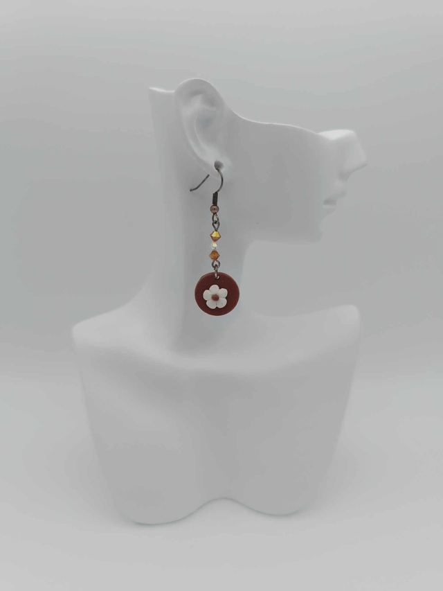 Boucles d'oreilles rondes en porcelaine froide avec perles Swarovski