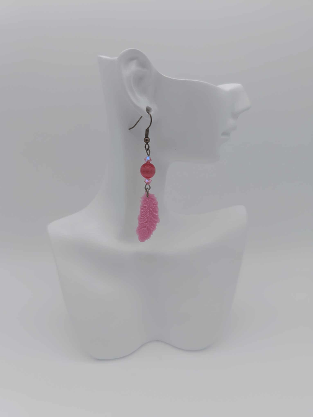 Boucles d'oreilles en porcelaine froide Petite plume avec perles Swarovski