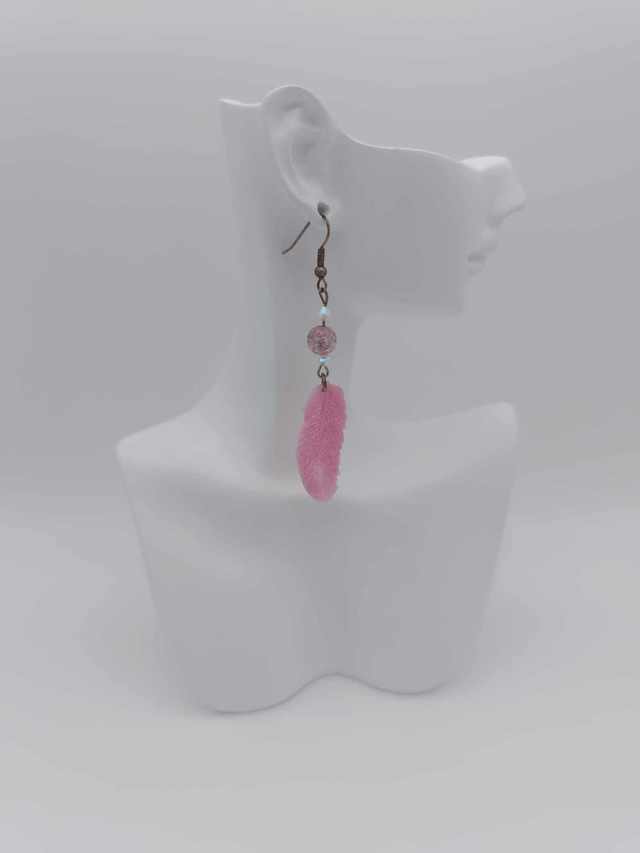 Boucles d'oreilles en porcelaine froide Grandes plumes avec perles Swarovski