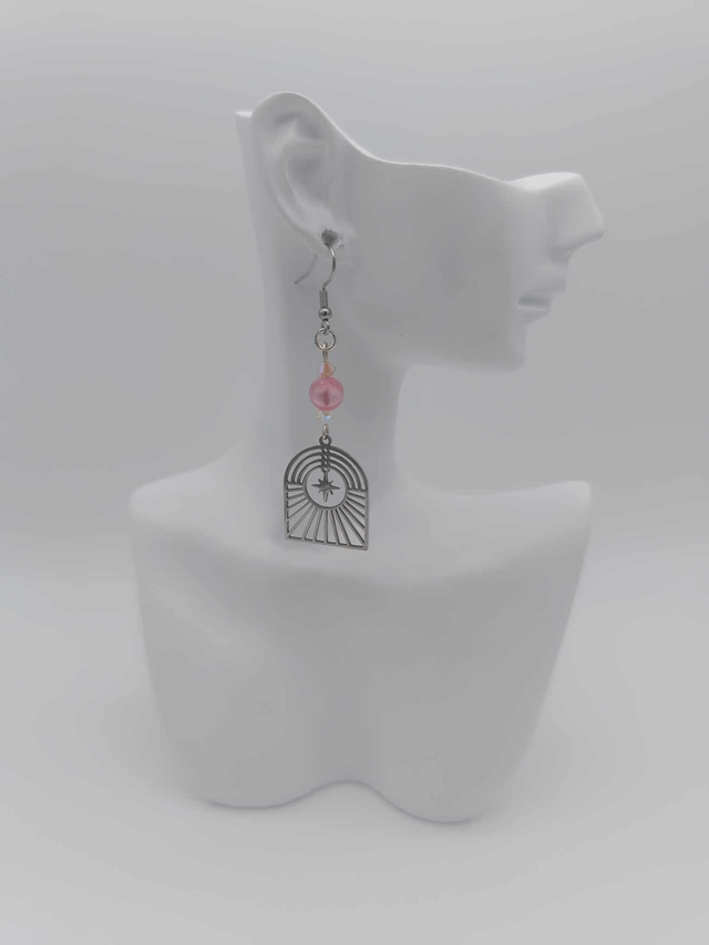 Boucles d'oreilles en métal Etoiles et perles Swarovski    