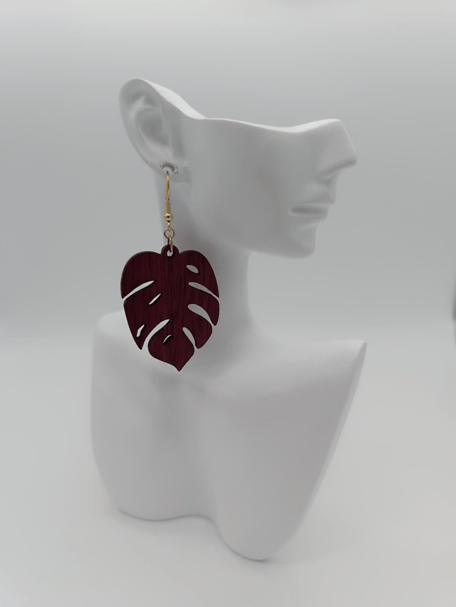 Boucles d'oreilles en bois Feuille