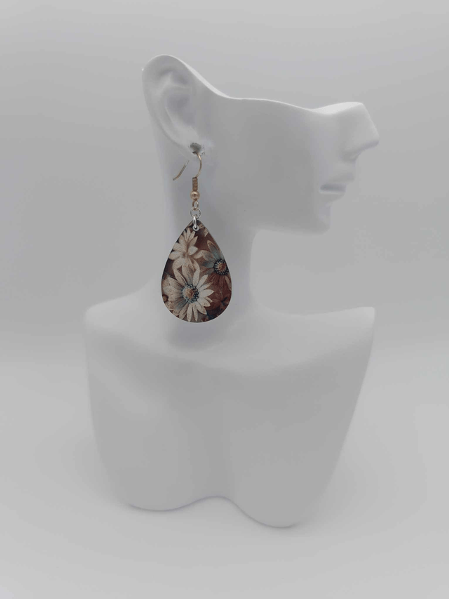 Boucles d'oreilles en bois sublimé Goutte