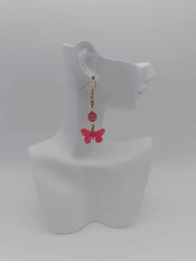 Boucles d'oreilles en porcelaine froide Papillon avec perles Swarovski 