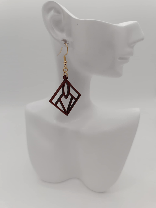 Boucles d'oreilles en bois Losange fin