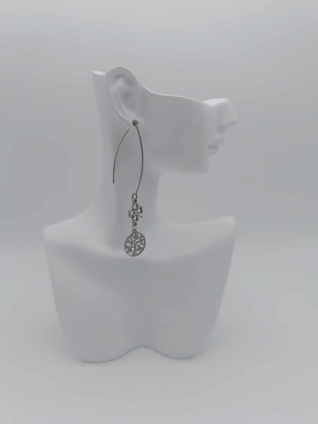 Boucles d'oreilles en métal Trèfle et arbre de vie