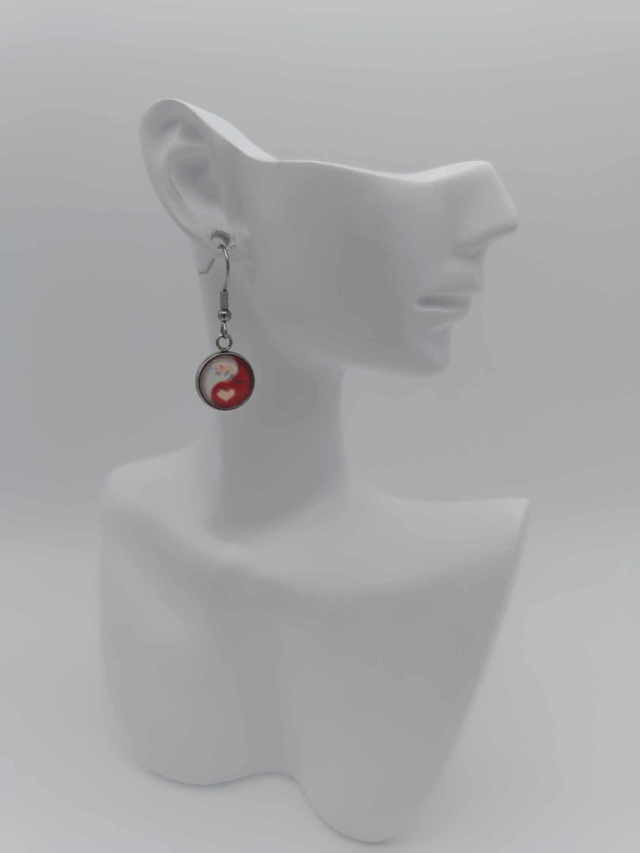 Boucles d'oreilles cabochons Yin et Yang  