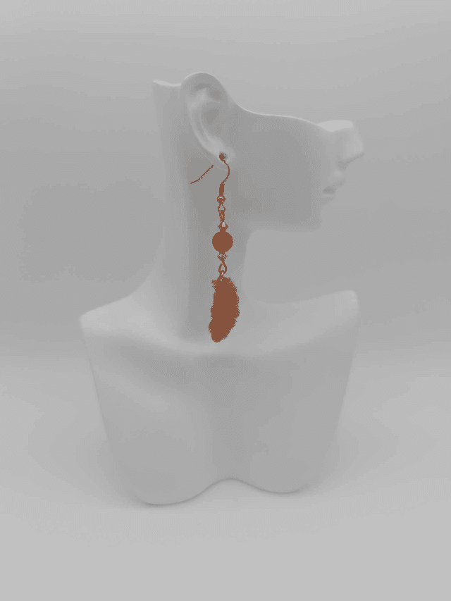 Boucles d&#039;oreilles en porcelaine froide Petite plume avec perles Swarovski
