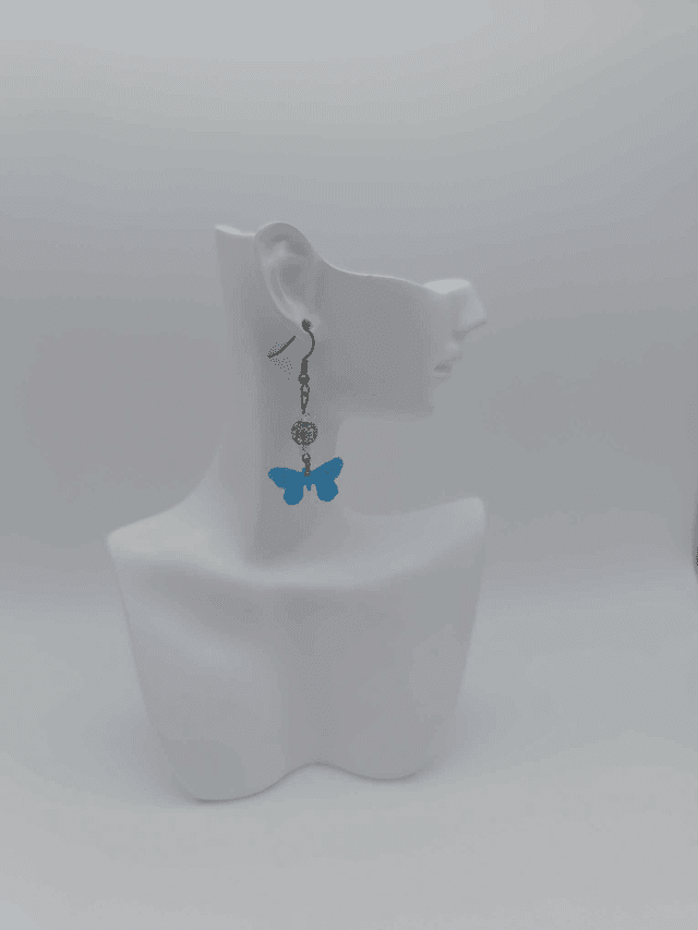 Boucles d&#039;oreilles en porcelaine froide Papillon avec perles Swarovski 