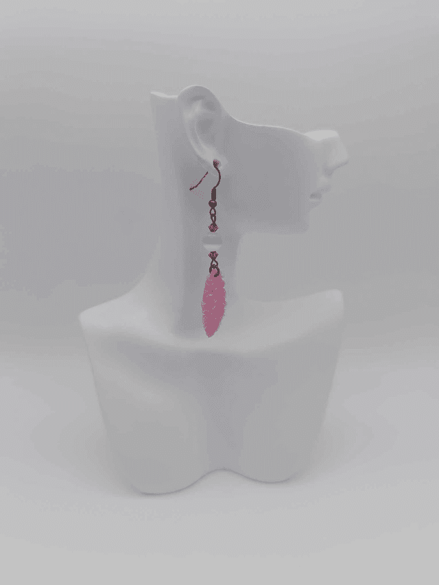 Boucles d&#039;oreilles en porcelaine froide Petite plume avec perles Swarovski