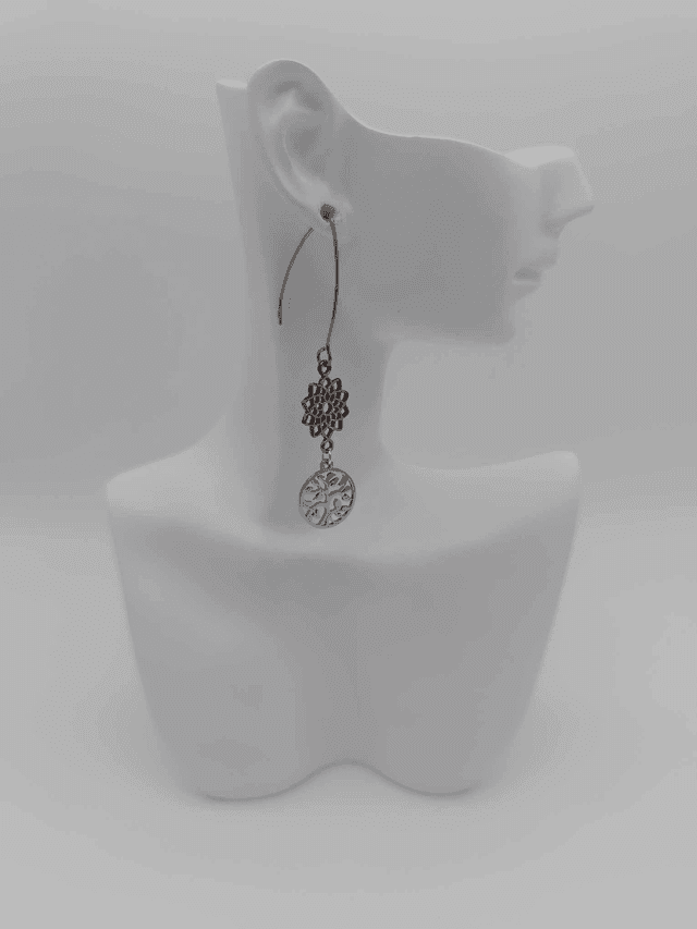Boucles d&#039;oreilles en métal Soleil et arbre de vie