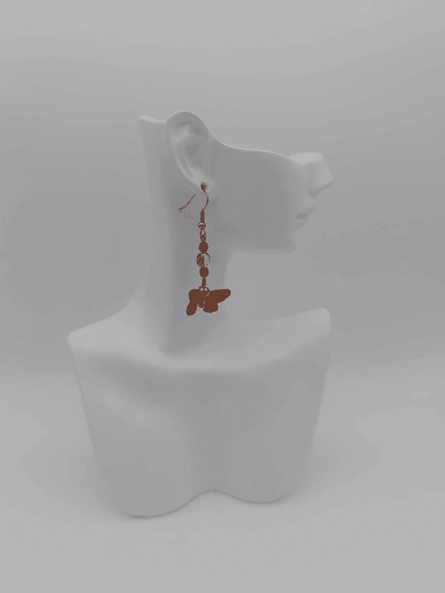 Boucles d&#039;oreilles en porcelaine froide Papillon avec perles Swarovski 
