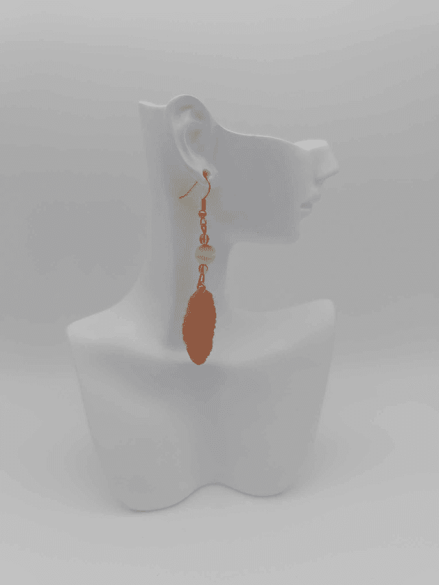 Boucles d&#039;oreilles en porcelaine froide Grandes plumes avec perles Swarovski