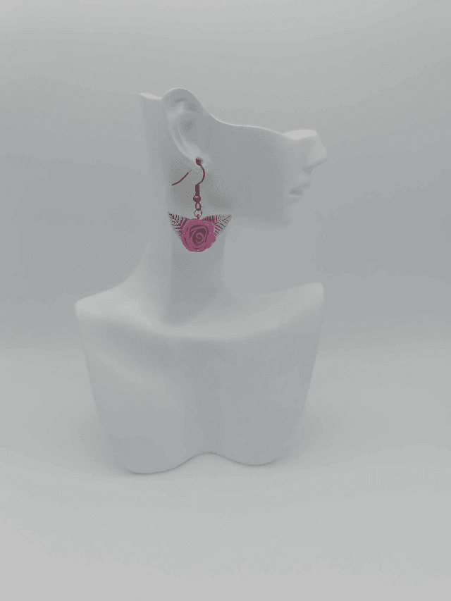 Boucles d&#039;oreilles en porcelaine froide Rose