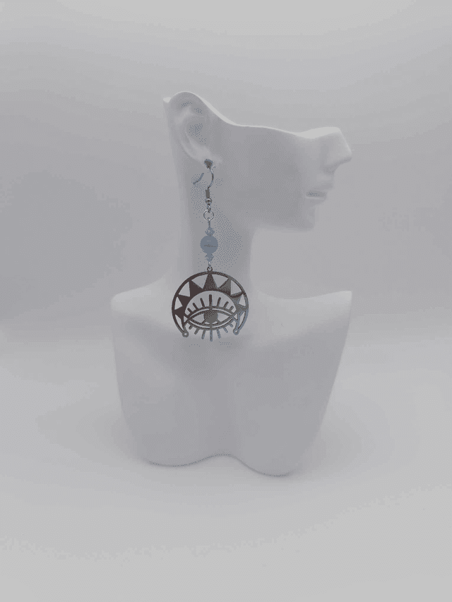 Boucles d&#039;oreilles en métal Oeil et perles Swarovski