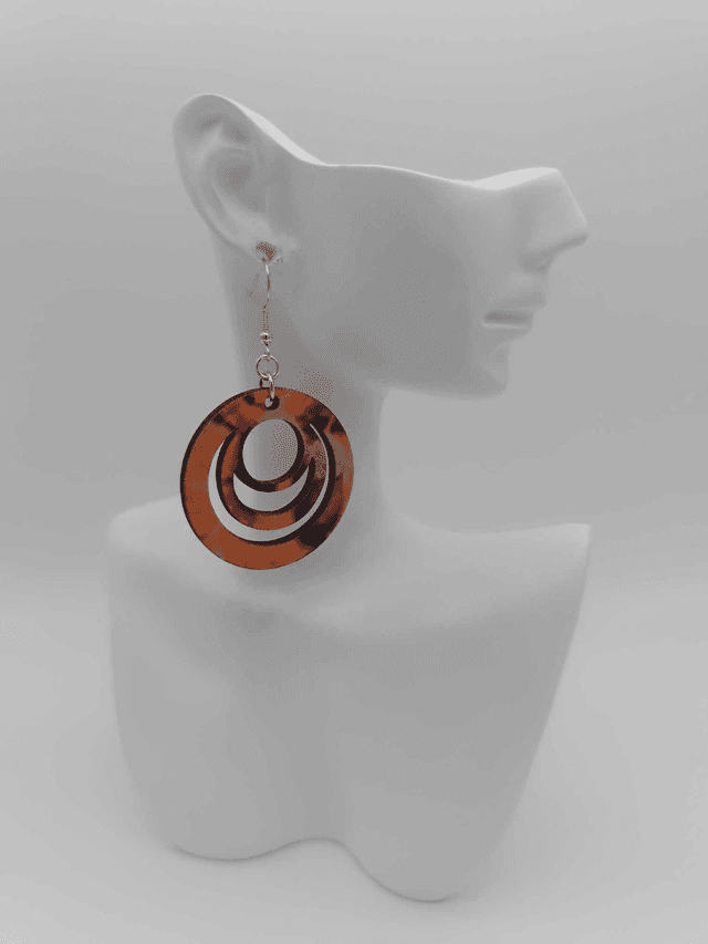 Boucles d&#039;oreilles en bois sublimé rondes          