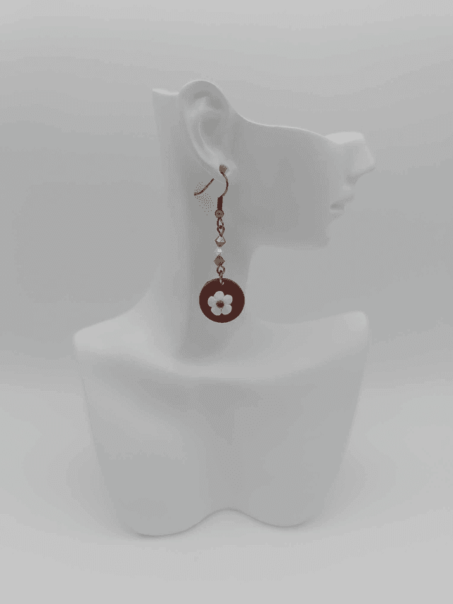 Boucles d&#039;oreilles rondes en porcelaine froide avec perles Swarovski