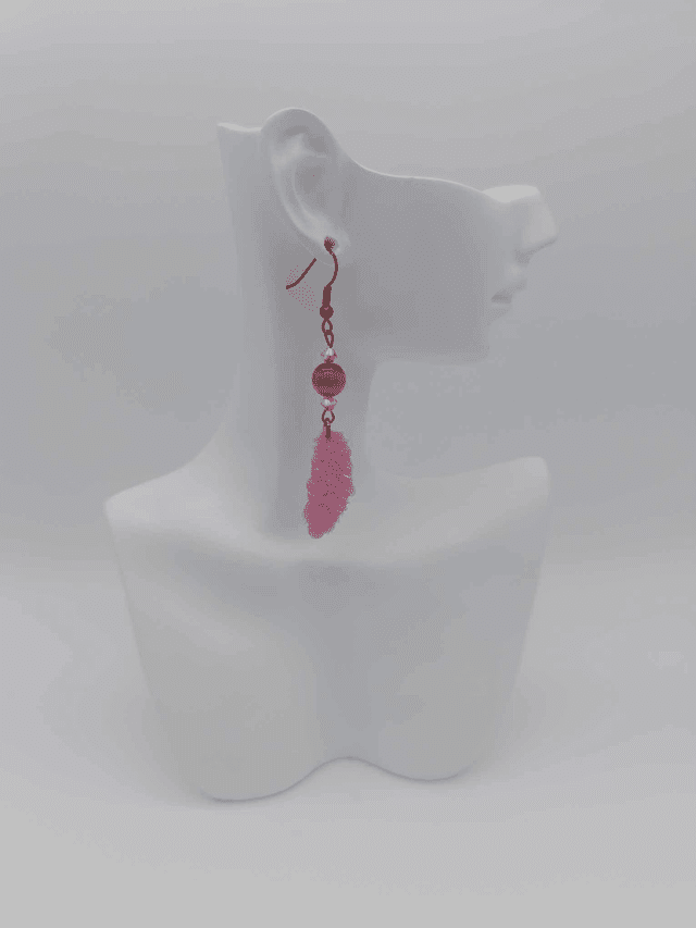 Boucles d&#039;oreilles en porcelaine froide Petite plume avec perles Swarovski
