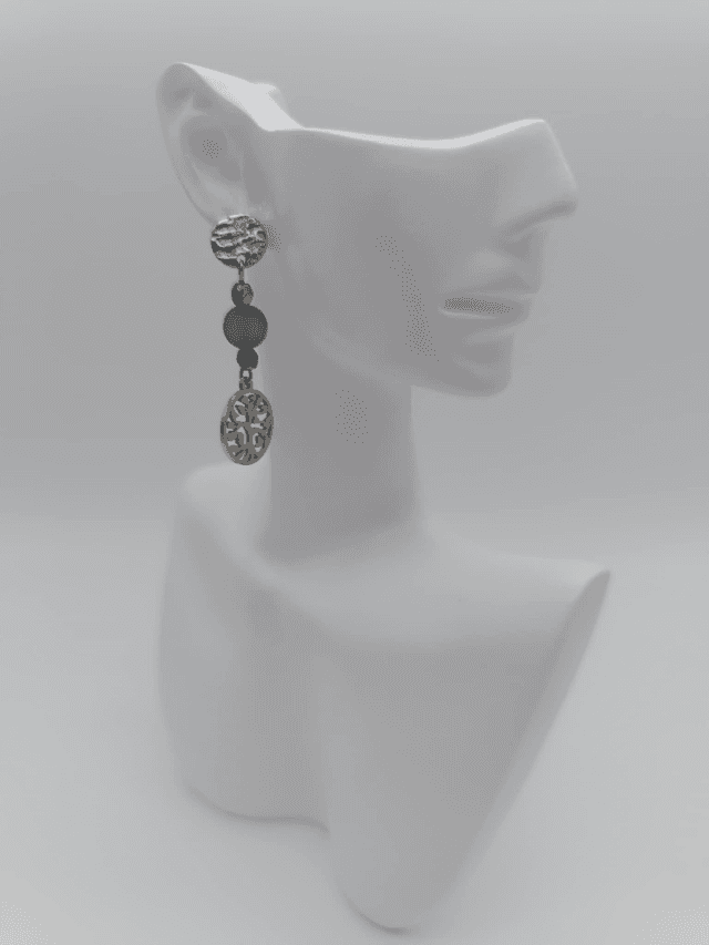 Boucles d&#039;oreilles en métal Arbre de vie et perles Swarovski
